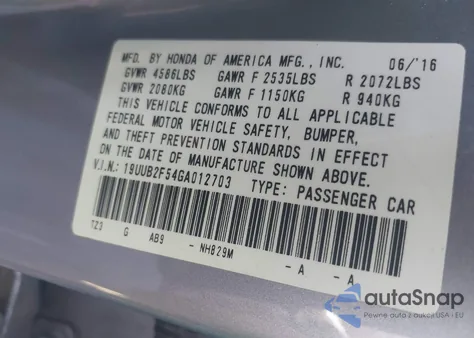 2016 Acura Tlx V6 Tech from USA, damaged, VIN 19UUB2F54GA012703